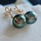 'Élégant' earrings 14k gold genuine tahitian south sea pearls 10mm