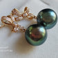 'Élégant' earrings 14k gold genuine tahitian south sea pearls 10mm