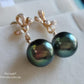 'Élégant' earrings 14k gold genuine tahitian south sea pearls 10mm