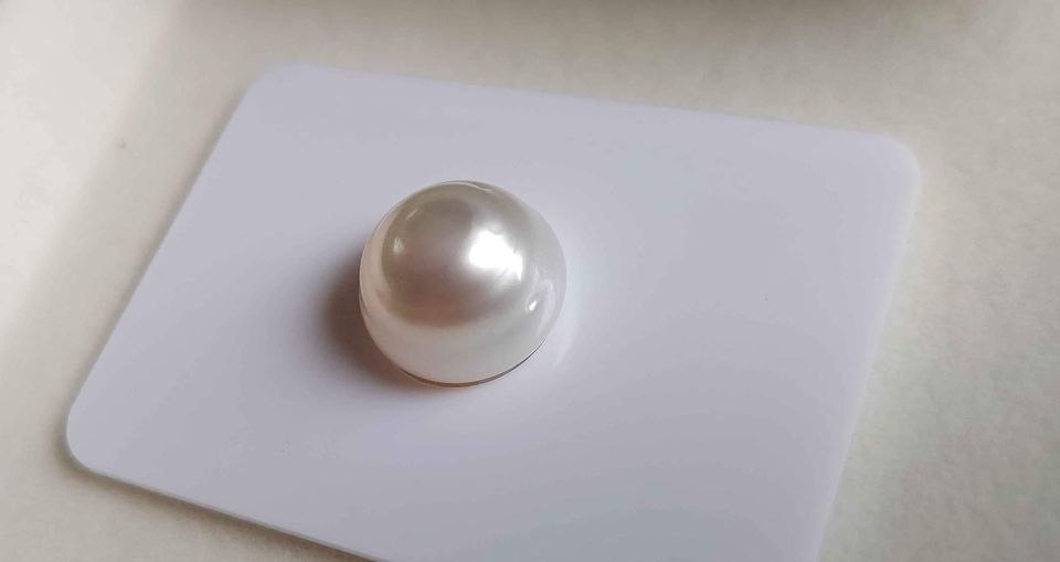 13.1mm Genuine south sea white pearl semiround loose pearl