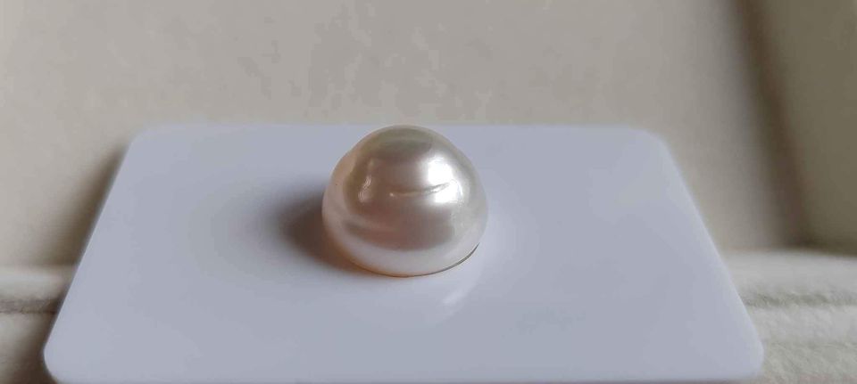 13.1mm Genuine south sea white pearl semiround loose pearl