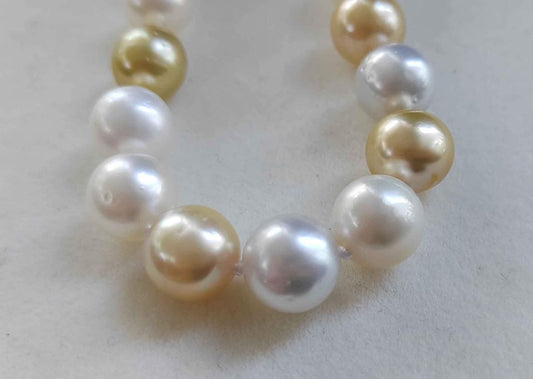 8-10.3mm Genuine south sea pearls classic 14k gold necklace