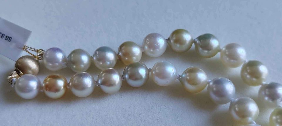 8-10.3mm Genuine south sea pearls classic 14k gold necklace