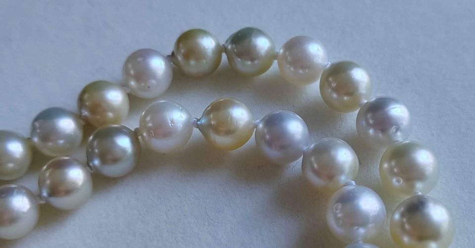 8-10.3mm Genuine south sea pearls classic 14k gold necklace