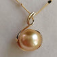 12.5mm Genuine golden south sea pearl elegant 14k gold pendant