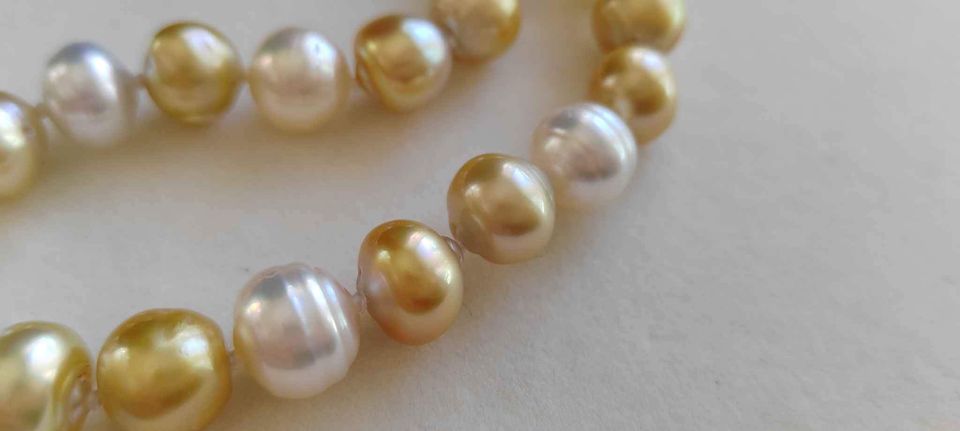 8.3-11.5mm Genuine south sea pearls classic necklace 14k white gold