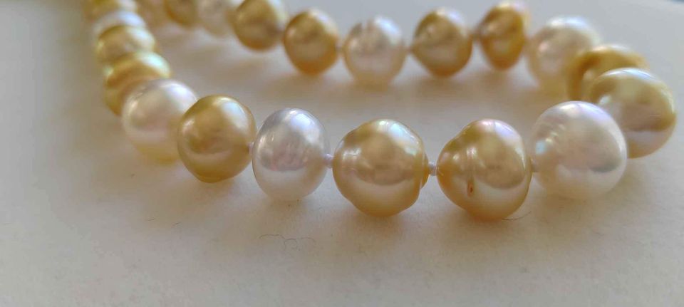 8.3-11.5mm Genuine south sea pearls classic necklace 14k white gold