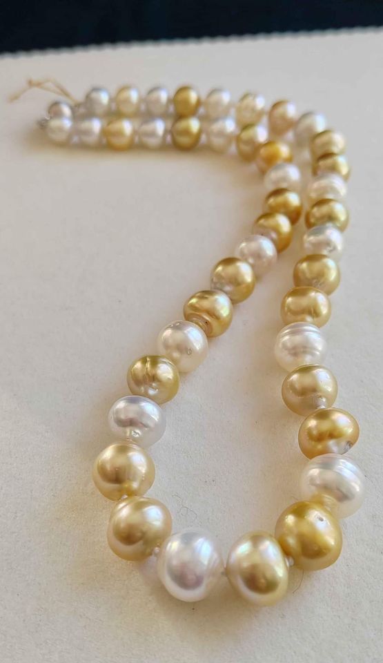 8.3-11.5mm Genuine south sea pearls classic necklace 14k white gold