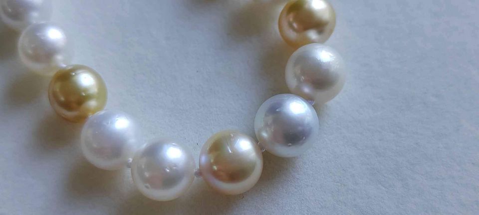 8-10.3mm Genuine south sea pearls classic 14k gold necklace