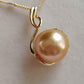 12.5mm Genuine golden south sea pearl elegant 14k gold pendant