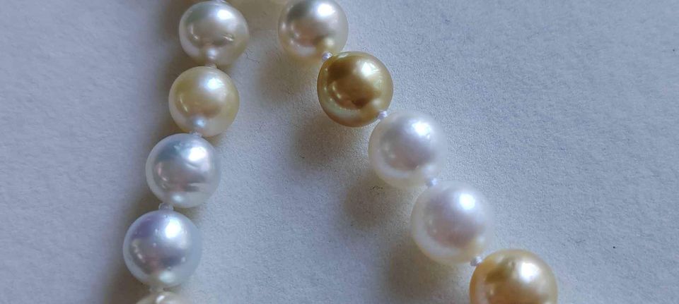 8-10.3mm Genuine south sea pearls classic 14k gold necklace