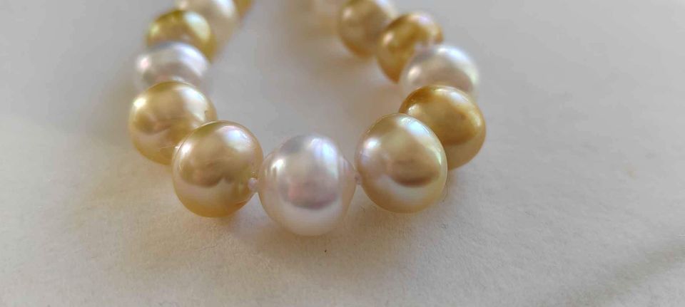 8.3-11.5mm Genuine south sea pearls classic necklace 14k white gold