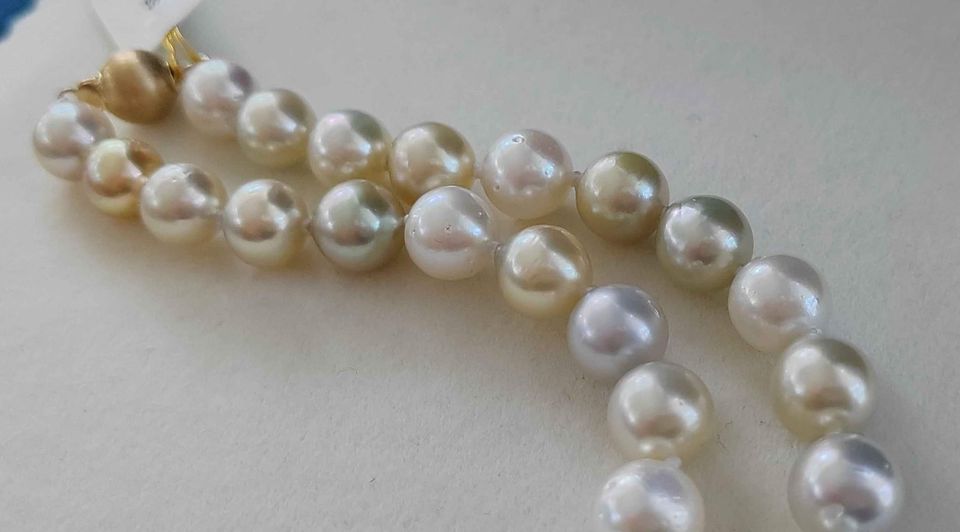 8-10.3mm Genuine south sea pearls classic 14k gold necklace