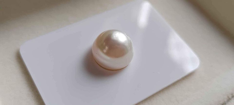 13.1mm Genuine south sea white pearl semiround loose pearl