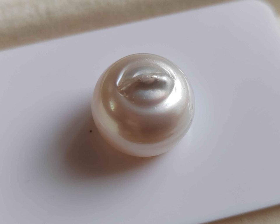 14.6mm Genuine south sea white pearl semibaroque loose