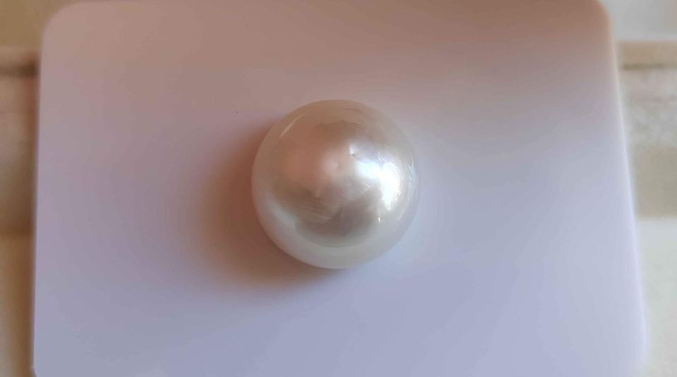 13.7mm Genuine south sea white pearl button loose pearl