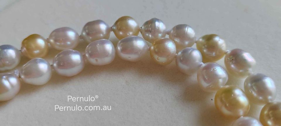 8-10.3mm Genuine south sea white and golden pearls classic necklace