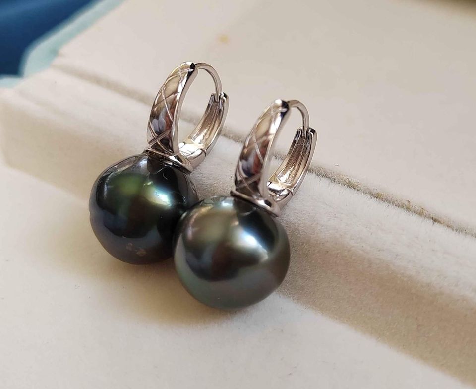 12.1mm Genuine tahitian south sea pearls classic earrings