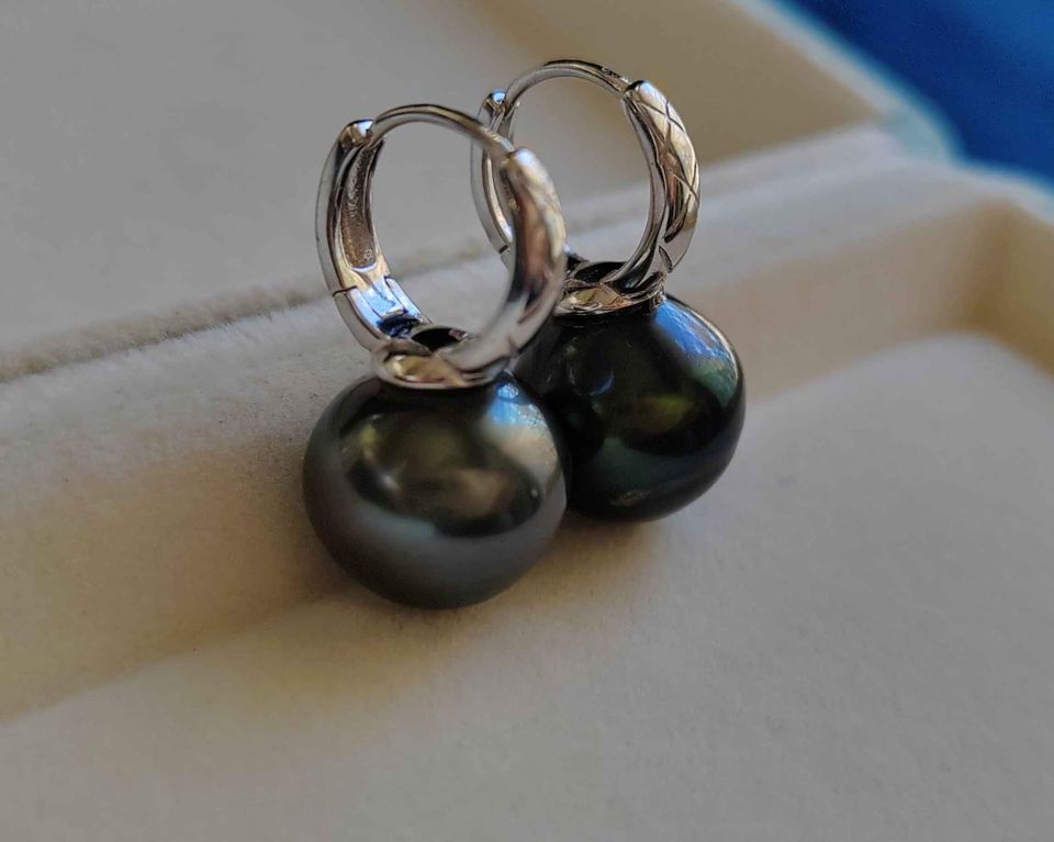 12.1mm Genuine tahitian south sea pearls classic earrings