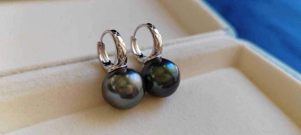 12.1mm Genuine tahitian south sea pearls classic earrings