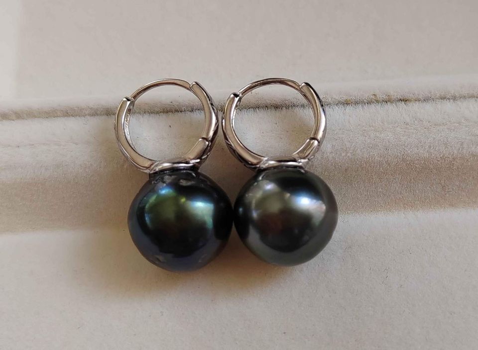 12.1mm Genuine tahitian south sea pearls classic earrings