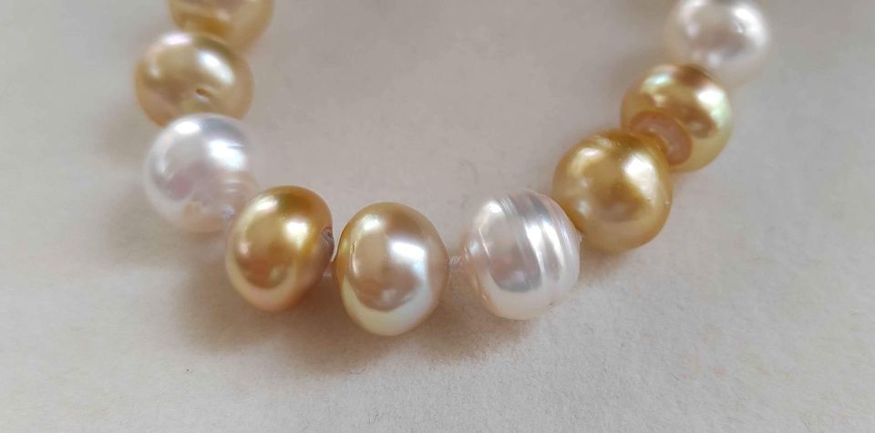 9.1-11.6mm Genuine south sea pearls classic necklace 14k white gold