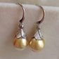 10.4mm Genuine golden south sea pearls classic earrings