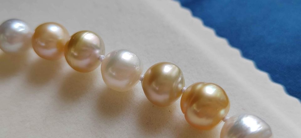 9.1-11.6mm Genuine south sea pearls classic necklace 14k white gold