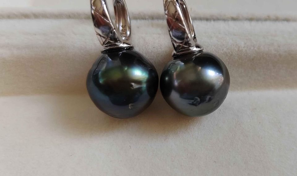 12.1mm Genuine tahitian south sea pearls classic earrings