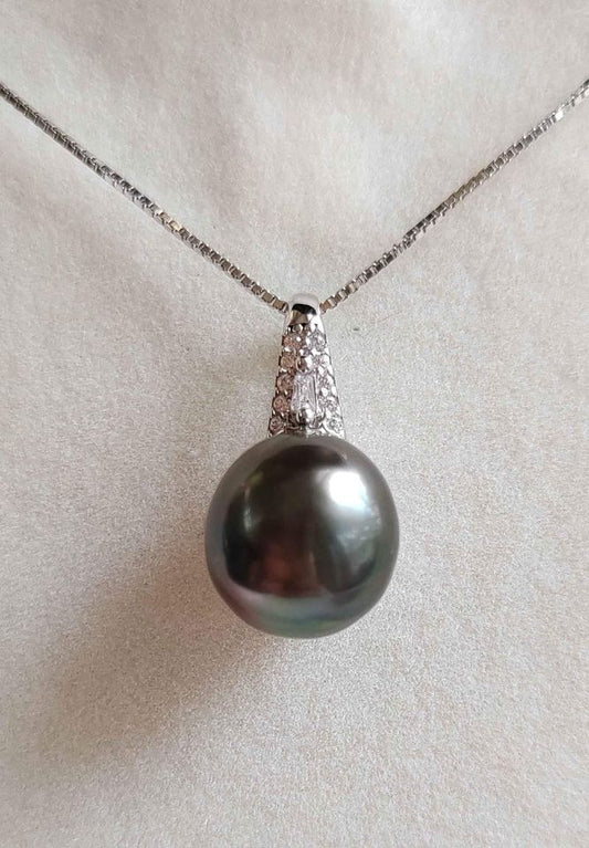 Free shipment 10.1mm Genuine tahitian south sea pearl classic necklace