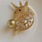 'Unicorn' brooch genuine golden south sea pearl 9.9mm