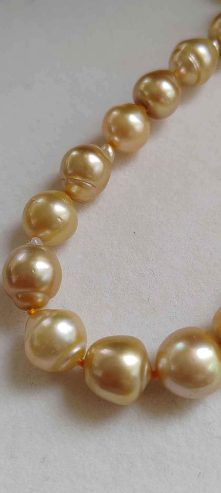 10-12.2mm Genuine golden south sea baroque pearls necklace 48cm