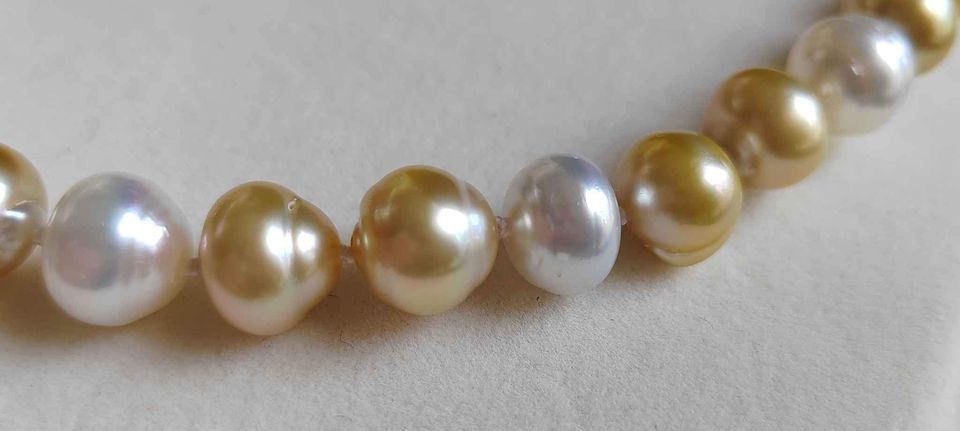 9.1-11.6mm Genuine south sea pearls classic necklace 14k white gold