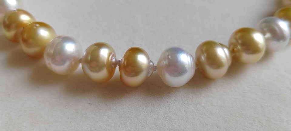 9.1-11.6mm Genuine south sea pearls classic necklace 14k white gold