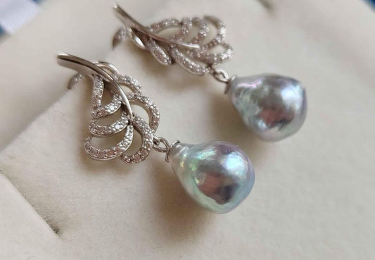 'Bluebird' earrings genuine akoya pearls 8.6mm