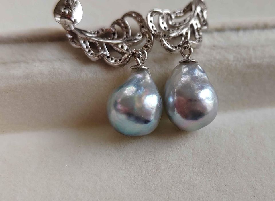 'Bluebird' earrings genuine akoya pearls 8.6mm