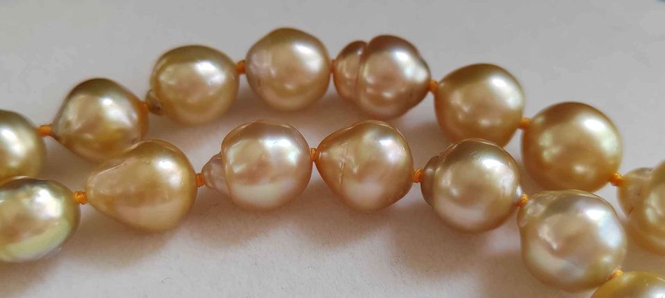 10-12.2mm Genuine golden south sea baroque pearls necklace 48cm