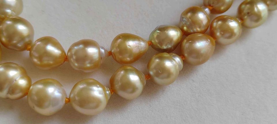 10-12.2mm Genuine golden south sea baroque pearls necklace 48cm