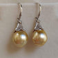 10.4mm Genuine golden south sea pearls classic earrings