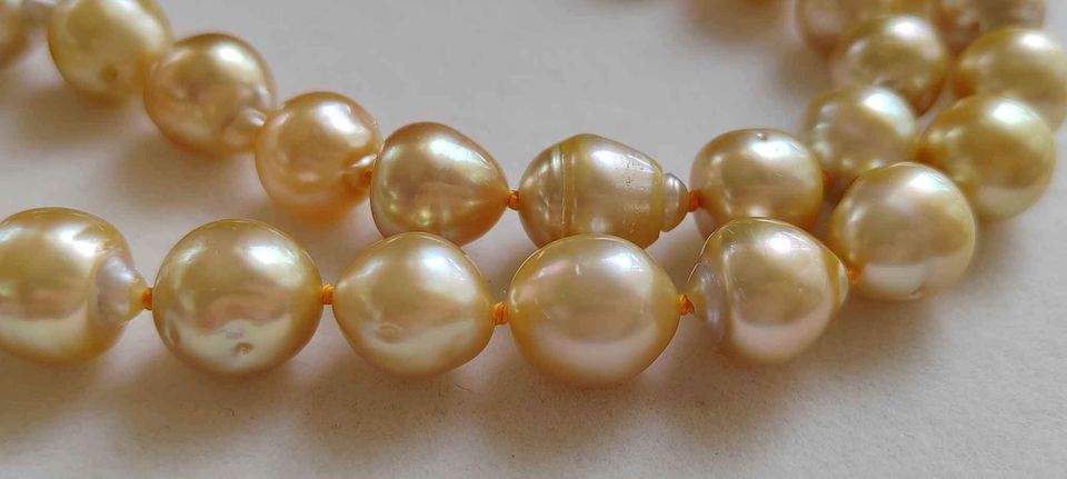 10-12.2mm Genuine golden south sea baroque pearls necklace 48cm