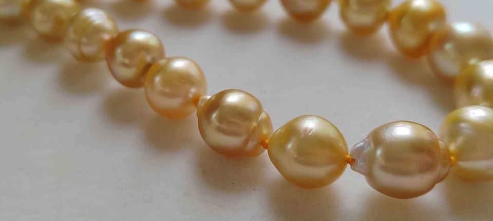 10-12.2mm Genuine golden south sea baroque pearls necklace 48cm