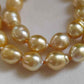 10.2-13mm Genuine golden south sea baroque pearls 14k gold necklace 50cm