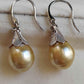 10.4mm Genuine golden south sea pearls classic earrings