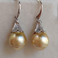 10.4mm Genuine golden south sea pearls classic earrings