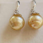10.4mm Genuine golden south sea pearls classic earrings