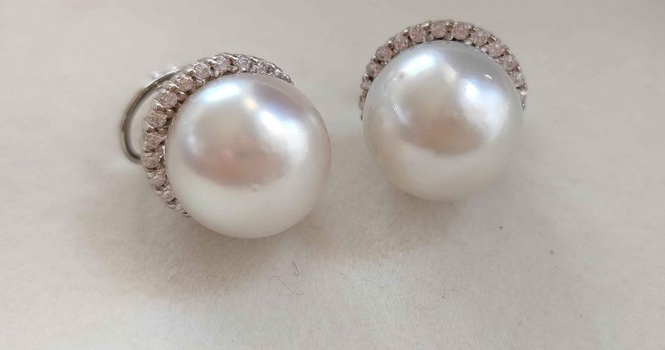 13.1mm Genuine Broome White South Sea Round Pearls luxury earrings