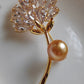 'Golden dandelion' brooch genuine golden south sea pearl 11.2x11.7mm