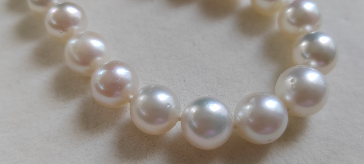 8-10mm Genuine Broome south Sea white pearls classic 14k necklace