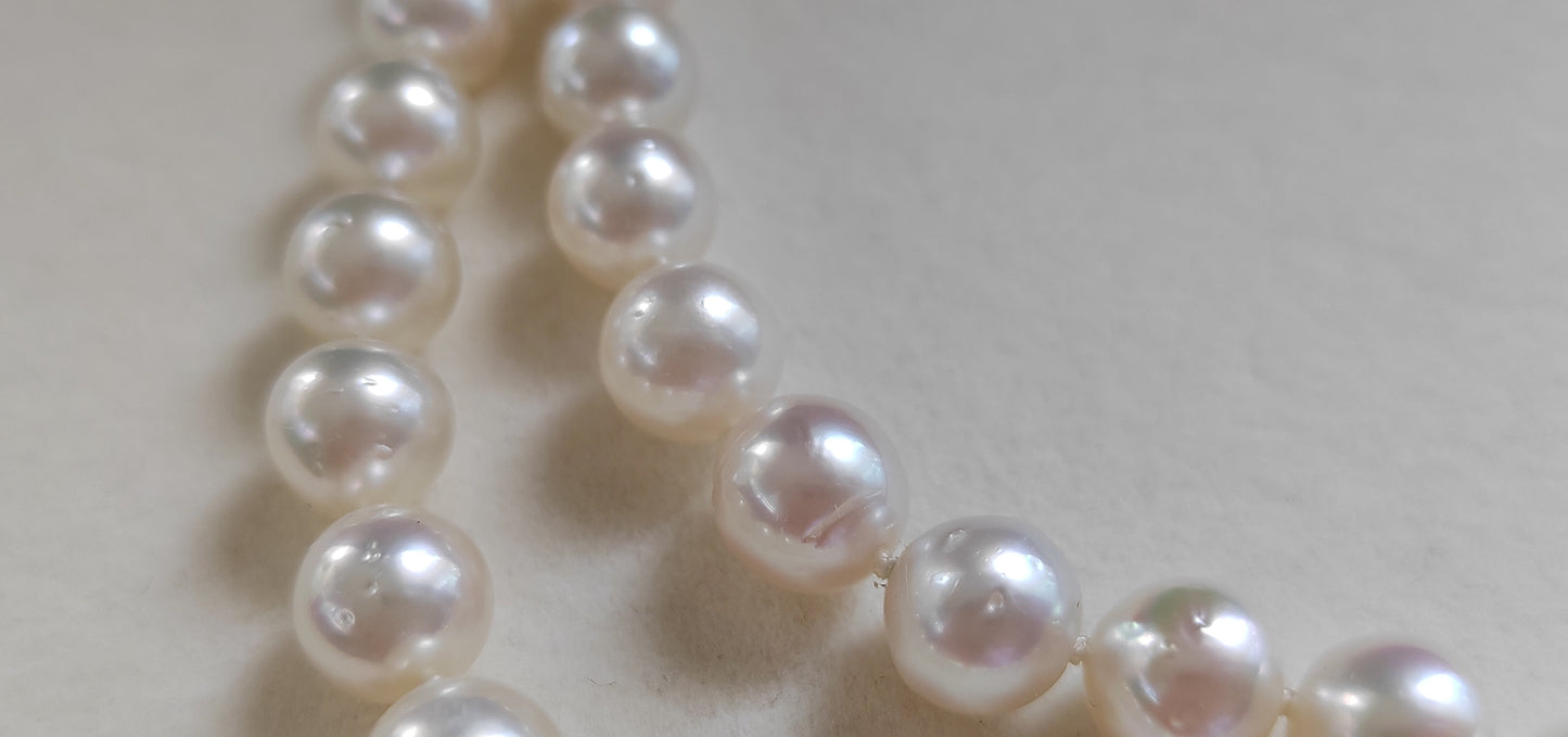 8-10mm Genuine Broome south Sea white pearls classic 14k necklace