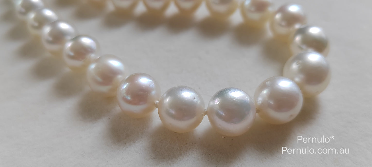 8-10mm Genuine Broome south Sea white pearls classic 14k necklace